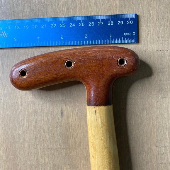 Two Tone Color T-Handle Wood Walking Cane - Rubber Tip - Length 36" - Picture 7 of 9